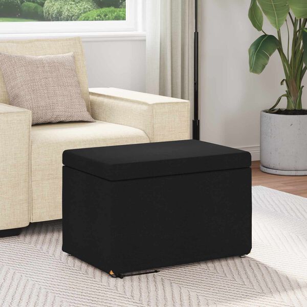 vidaXL Banqueta Preto 61 x 41 x 40 cm Tecido e Madeira Engenharia