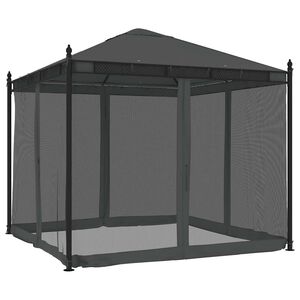 vidaXL Gazebo com paredes de malha 2,93x2,93 m a&ccedil;o antracite