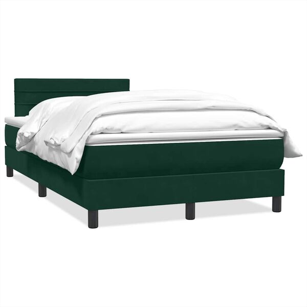 vidaXL Cama com molas/colch&atilde;o 120x220 cm veludo verde-escuro