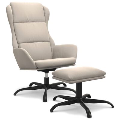 vidaXL Cadeira descanso c/ banco p/ pés tecido de microfibra cor creme