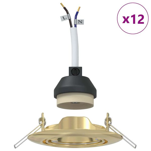 vidaXL Holofote 12 pcs Ouro 9 x 9 x 2.5 cm Metal