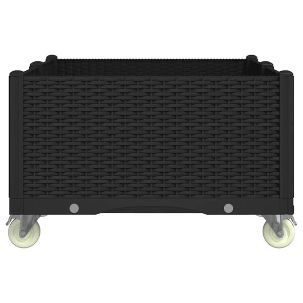 vidaXL Vaso/floreira de jardim com rodas 100x80x54 cm PP preto