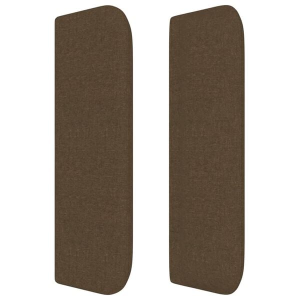 vidaXL Cabeceira de cama c/ abas tecido 183x16x78/88cm castanho-escuro