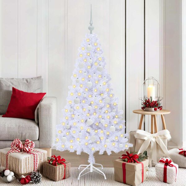 vidaXL &Aacute;rvore de Natal Artificial com 150 LEDs Branco 150 cm PVC e A&ccedil;o