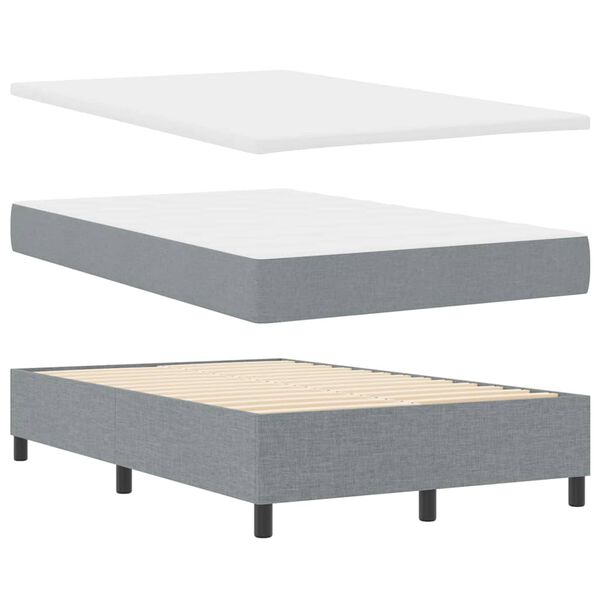 vidaXL Cama Box com cabeceira Cinzento-claro 120 x 190 cm tecido