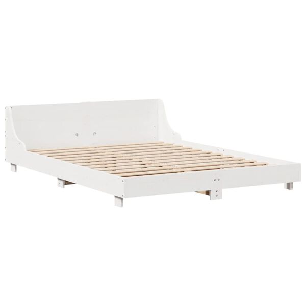 vidaXL Cama sem colch&atilde;o 140x190 cm madeira de pinho maci&ccedil;a branco