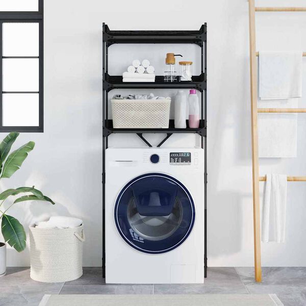 vidaXL Prateleira para M&aacute;quina de Lavar 0ak Preto 67 x 25 x 163 cm