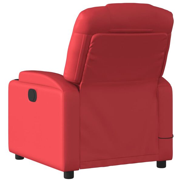 vidaXL Poltrona massagens reclinável elétrica couro artif. vermelho