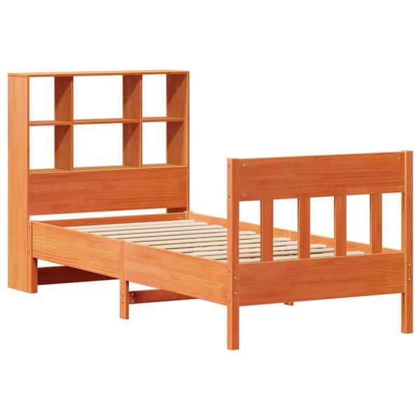 vidaXL Cama sem colchão 75x190 cm madeira de pinho maciça castanho-mel