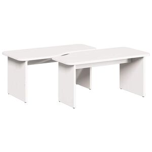 vidaXL Mesa de centro 2 pcs Branco Madeira de pinho maci&ccedil;a