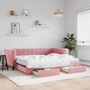 vidaXL Sofá-cama com gavetão e gavetas 90x200 cm veludo rosa