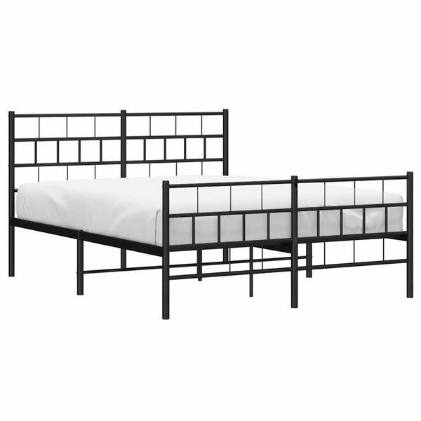 vidaXL Estrutura de cama com cabeceira e pés 135x190 cm metal preto