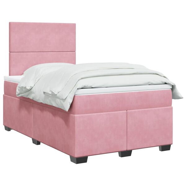 vidaXL Cama boxspring com colch&atilde;o 120x190 cm veludo rosa