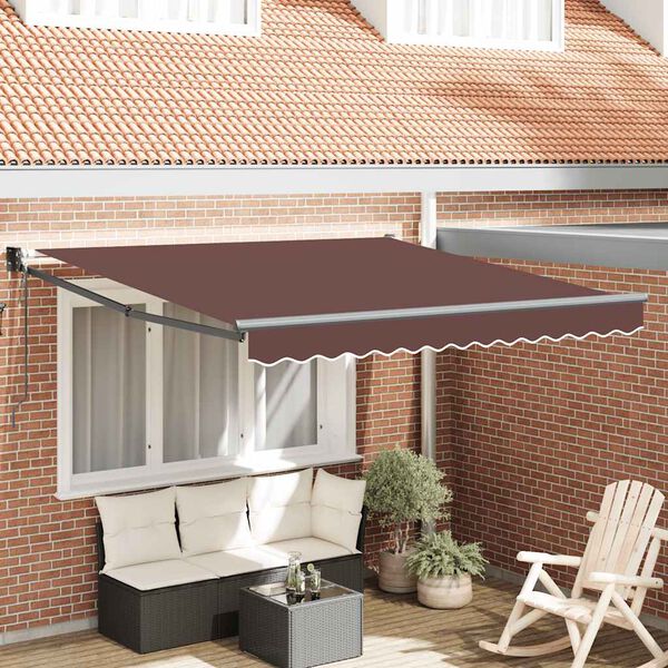 vidaXL Toldo retr&aacute;til autom&aacute;tico 300x250 cm castanho