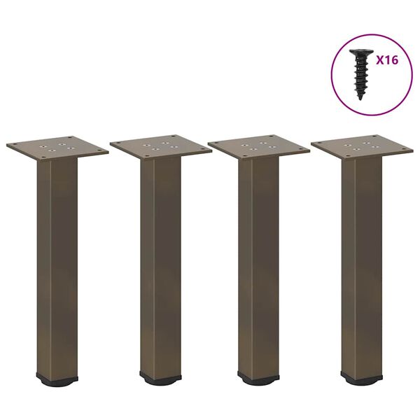 vidaXL P&eacute;s para mesa de centro 4 pe&ccedil;as a&ccedil;o natural 42-44 cm a&ccedil;o