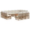 vidaXL Conjunto de Sof&aacute;s para Exterior 14 pcs Natural e Branco Creme
