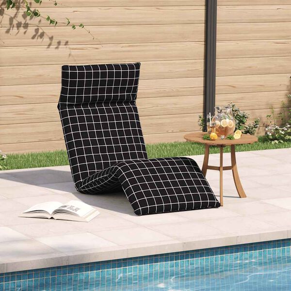 vidaXL Espregui&ccedil;adeira dobr&aacute;vel 175x54x8,5 cm xadrez preto