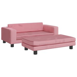 vidaXL Sof&aacute; infantil com apoio de p&eacute;s 100x50x30 cm veludo rosa