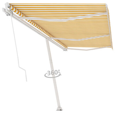 vidaXL Toldo retrátil manual independente 600x350 cm amarelo e branco