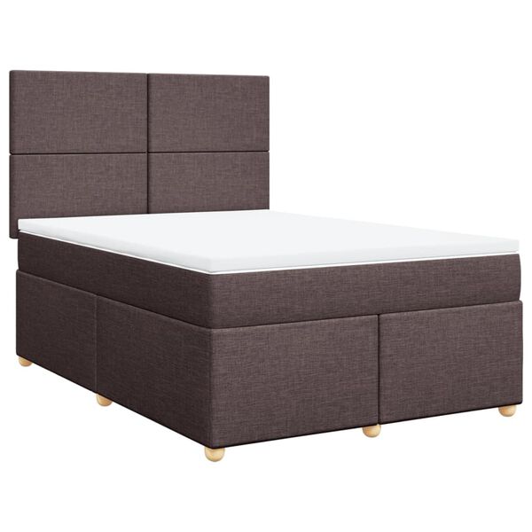 vidaXL Cama com molas/colch&atilde;o 140x190 cm tecido castanho-escuro