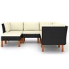 vidaXL 6 pcs conjunto lounge de jardim c/ almofad&otilde;es vime PE preto