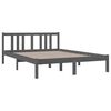 vidaXL Estrutura de cama casal 135x190 cm madeira maci&ccedil;a cinzento