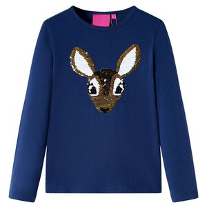 vidaXL T-shirt de manga comprida para crian&ccedil;a azul-marinho 92