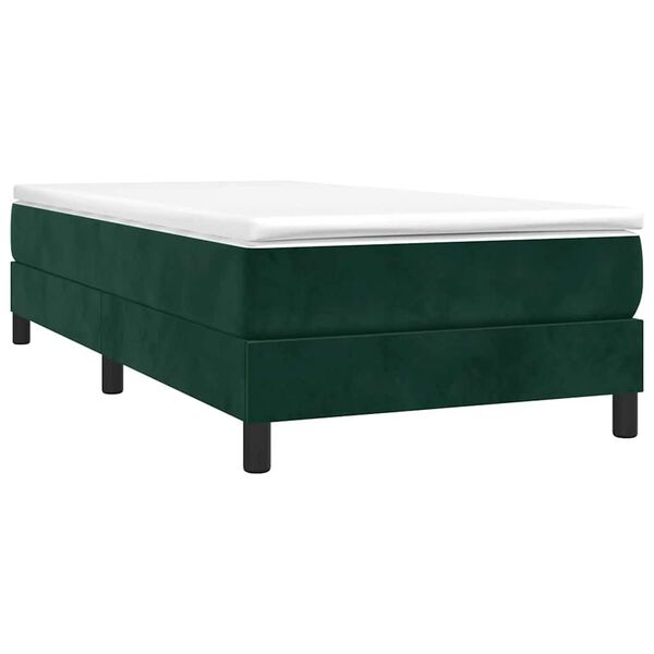 vidaXL Estrutura de cama com molas 90x190 cm veludo verde-escuro