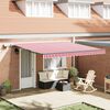 vidaXL Toldo Retr&aacute;til Manual Vermelho e branco 400 &times;300 cm tecido