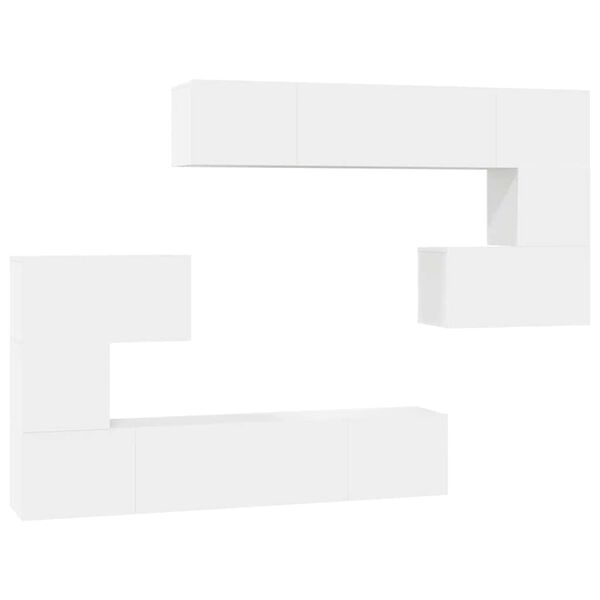 vidaXL 8 pcs conjunto de m&oacute;veis de TV derivados de madeira branco