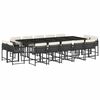 vidaXL 15 pcs conjunto de jantar p/jardim com almofad&otilde;es vime PE preto