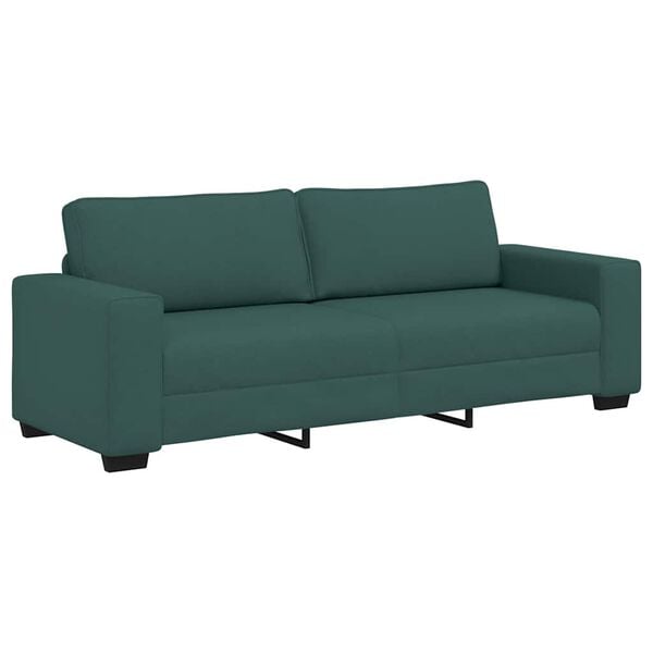 vidaXL Sof&aacute; de 3 lugares 220x77x82 cm tecido verde-escuro