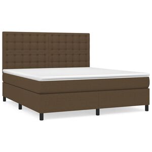 vidaXL Cama com molas/colch&atilde;o 160x200 cm tecido castanho-escuro