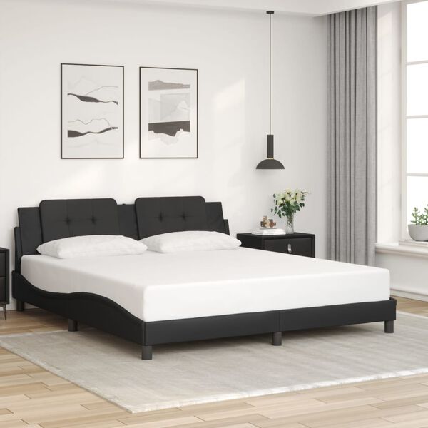 vidaXL Estrutura de cama sem colch&atilde;o Zadar 180x200cm couro artificial preto