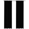 vidaXL Cortinas opacas aspeto linho com ganchos 2 pcs 140x225 cm preto