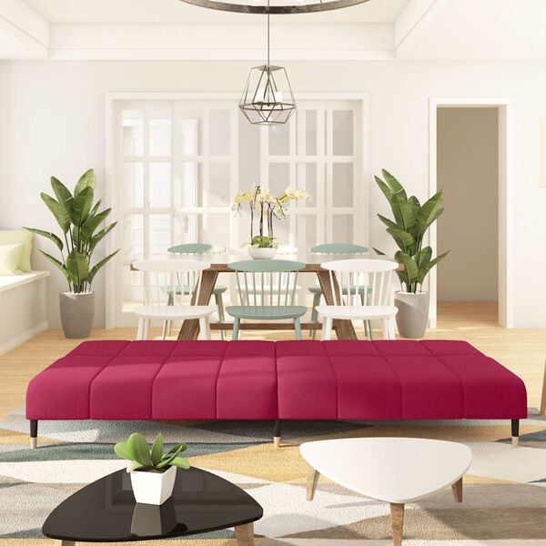vidaXL Sofá-cama de 2 lugares veludo vermelho tinto