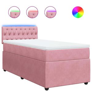 vidaXL Cama com molas/colch&atilde;o 80x200 cm veludo rosa