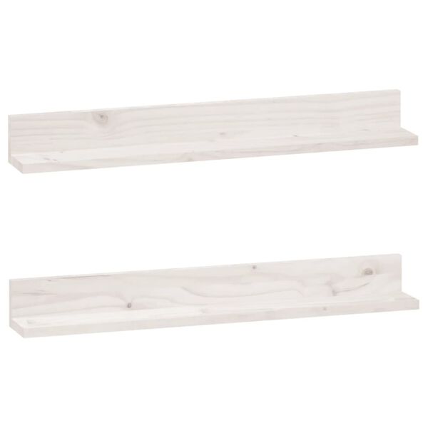 vidaXL Prateleiras de parede 2 pcs 80x11x9 cm pinho maci&ccedil;o branco