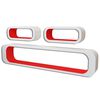 Conjunto 3 prateleiras/cubos de parede MDF branco-vermelho