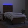 vidaXL Cama box spring c/ colch&atilde;o/LED 80x200cm tecido castanho-escuro