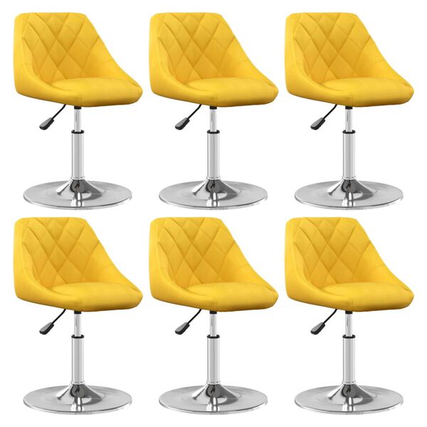 vidaXL Cadeiras de jantar girat&oacute;rias 6 pcs veludo amarelo mostarda