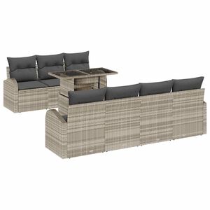 vidaXL Conjunto de Sof&aacute; de Jardim com almofada 8 pcs Cinzento-claro