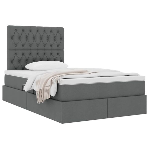 vidaXL Cama com arruma&ccedil;&atilde;o e colch&atilde;o Cinza Escuro 120 x 190 cm tecido