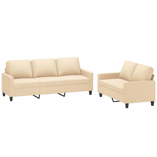 vidaXL 2 pcs conjunto de sof&aacute;s com almofad&otilde;es tecido cor creme
