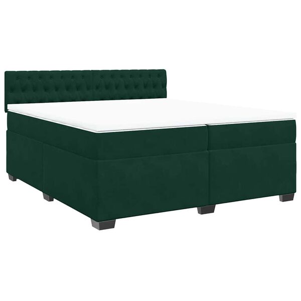 vidaXL Cama com molas/colch&atilde;o 200x200 cm veludo verde-escuro