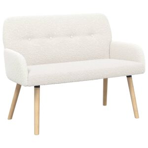 vidaXL Sof&aacute; de 2 lugares com p&eacute;s de madeira maci&ccedil;a Creme Boucl&eacute;