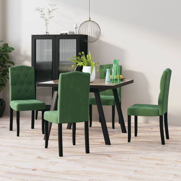 vidaXL Cadeiras de jantar 4 pcs veludo verde-escuro