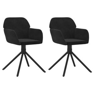vidaXL Cadeiras de jantar girat&oacute;rias 2 pcs veludo preto