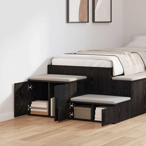 vidaXL Arm&aacute;rio de arruma&ccedil;&atilde;o 2 pcs Carvalho Preto 127 x 41 x 40 cm