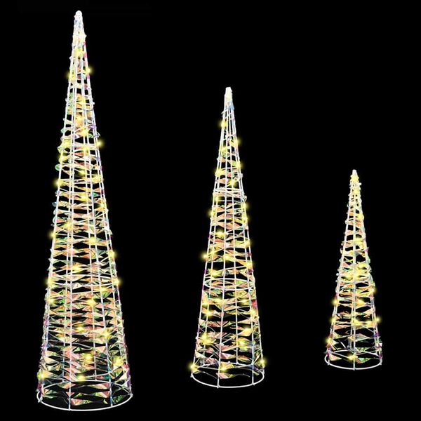 vidaXL Árvore de Natal 3 pcs Branco quente 20 x 20 x 80 cm PET